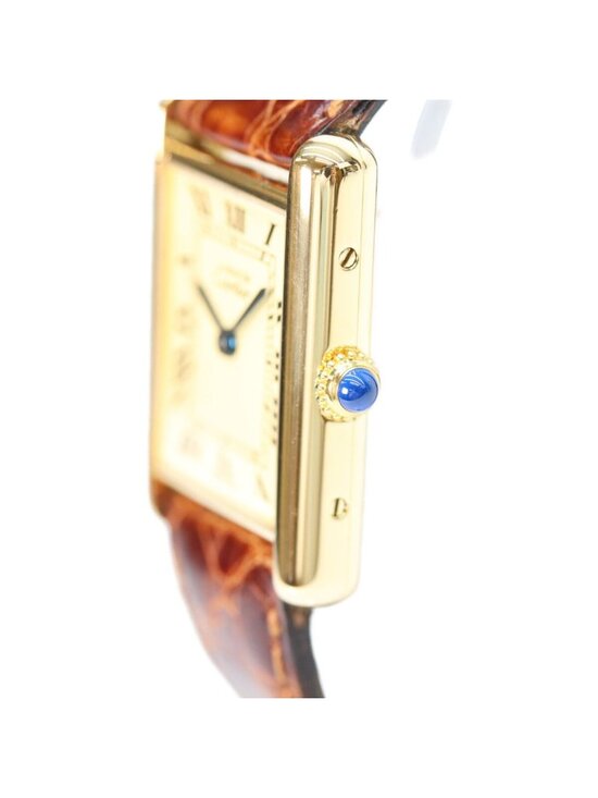 Cartier 925 Must Tank Vermeil LM Ivory Dial Quartz Brown Leather main image 4